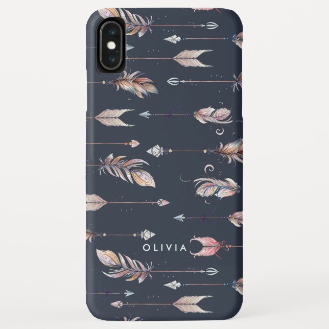 Coques Case-Mate iPhone Flèches tribales avec plumes motif (Dos)