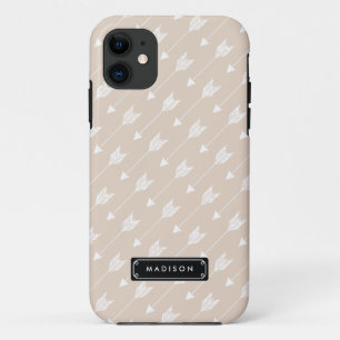 Coque iPhone 11 Flèches tribales beiges de toile chics