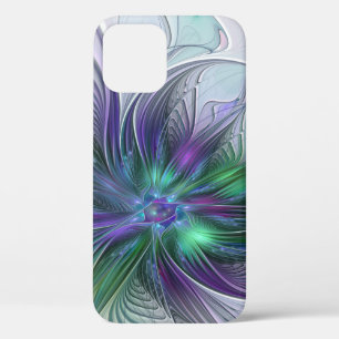 Case-Mate iPhone Case Fleur Abstraite Moderne Art Fractal Vert Violet
