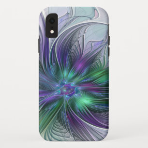 Case-Mate iPhone Case Fleur Abstraite Moderne Fractale Verte Violette