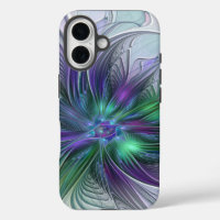 Fleur Abstraite Moderne Fractale Verte Violette