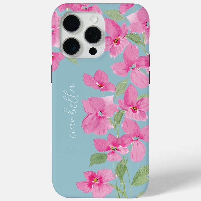Coques Case-Mate iPhone Fleur aquarelle rose (Verso)