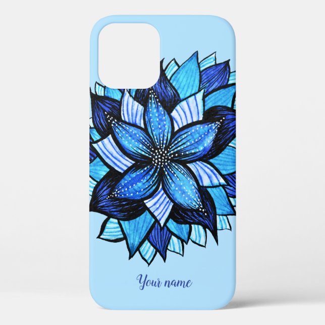 Coques Case-Mate iPhone Fleur Bleue Abstraite Joli Nom Floral Fille (Verso)
