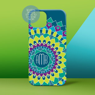 Coque Pour iPhone 15 Fleur bohème avec Monogrammes