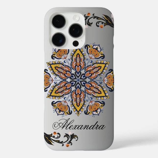 Coques Case-Mate iPhone Fleur céleste - Mandala noir et blanc (Verso)