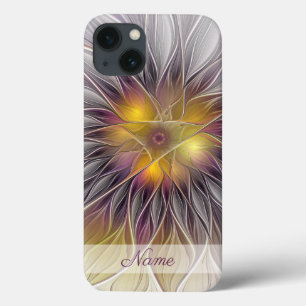 iPhone 13 Case Fleur colorée lumineuse, nom de fractale abstraite