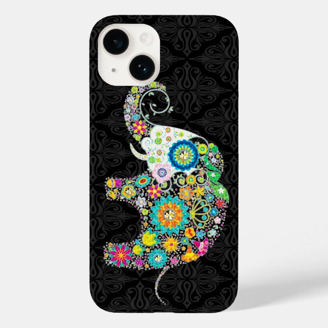 Coques Case-Mate iPhone Fleur colorée Retro Design éléphant (Verso)