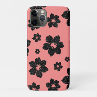 Case-Mate iPhone Case Fleur de couleur rose corail avec paillettes noire