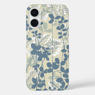 Coques iPhone 16 Fleur de feuille bleue asiatique japonaise