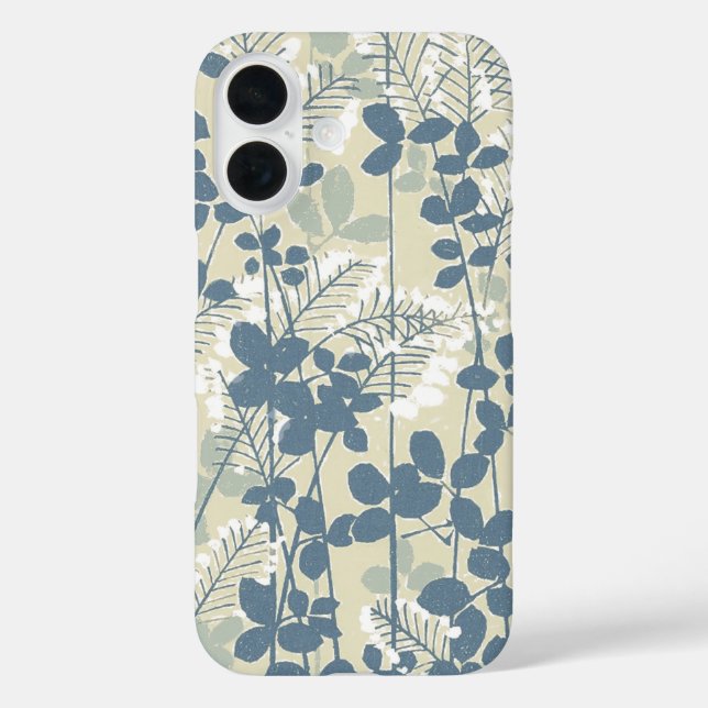 Coques Case-Mate iPhone Fleur de feuille bleue asiatique japonaise (Verso)
