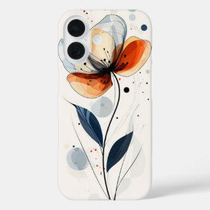 Coques iPhone 16 Fleur de fond bleu