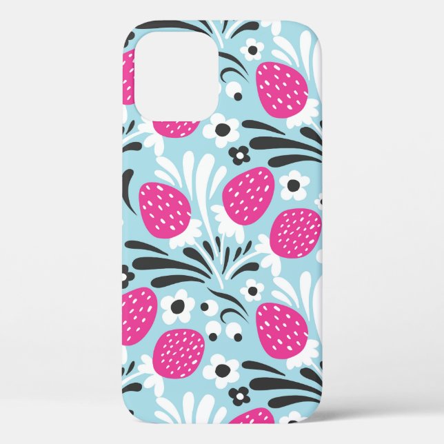 Coques Case-Mate iPhone Fleur de fraise : Berry Rose Sans Seamless. (Verso)