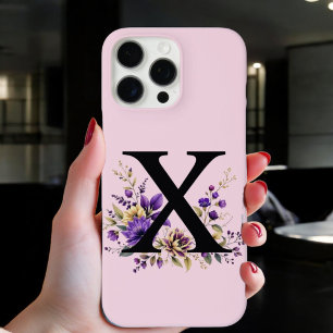 Coques iPhone 16 Pro Max Fleur de lavande : Monogramme Initial 'X'