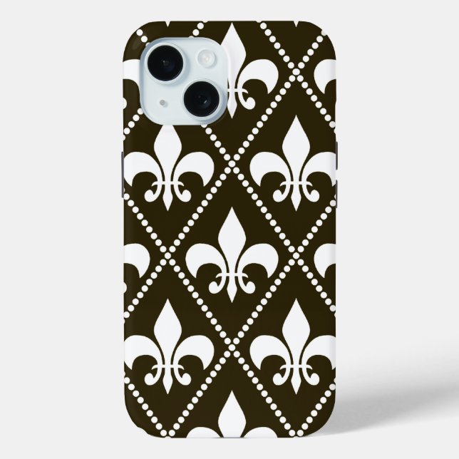 Coques Case-Mate iPhone Fleur de Lis au chocolat (Verso)