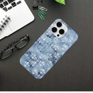 Coques iPhone 16 Pro Max Fleur de Lis - Bleu Vintage