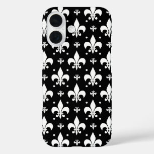 Coques iPhone 16 Fleur de lis noir design Motif