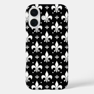 Coques iPhone 16 Fleur de lis noir design Motif