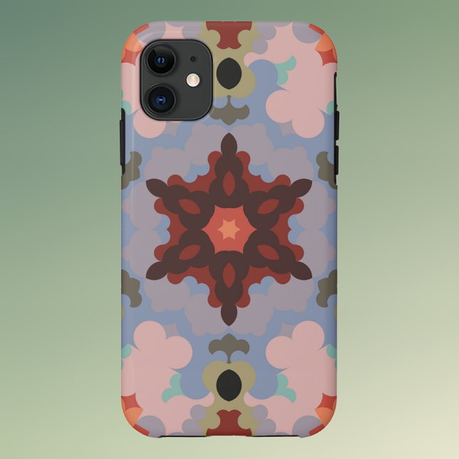 Coques Case-Mate iPhone Fleur de Mandala bleu et rouge (Créateur téléchargé)