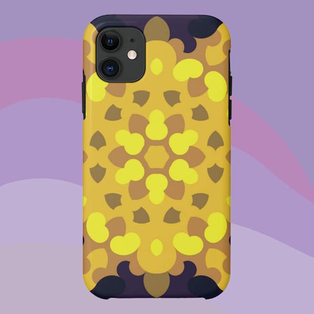 Coques Case-Mate iPhone Fleur de Mandala jaune violet et vert (Créateur téléchargé)