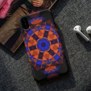 Case-Mate iPhone Case Fleur de Mandala rétro orange et bleu