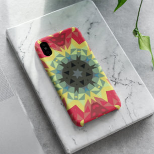 Case-Mate iPhone Case Fleur de Mandala rétro rouge et jaune