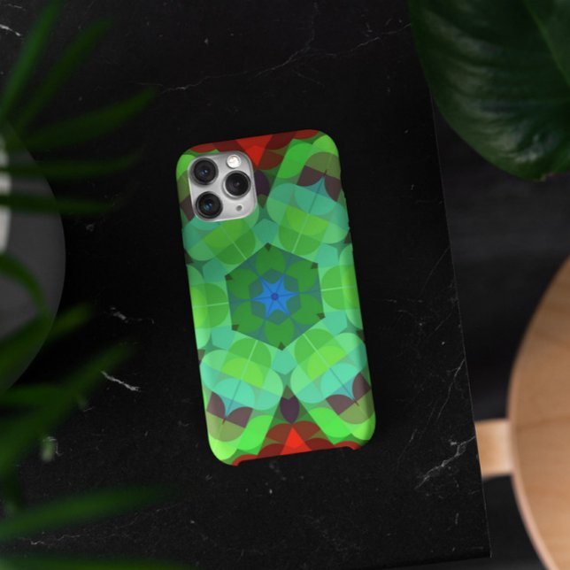 Coques Case-Mate iPhone Fleur de Mandala rétro rouge et vert (Créateur téléchargé)