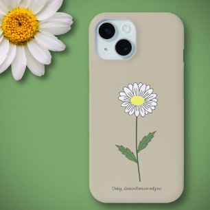 Coque Pour iPhone 15 Fleur de marguerite botanique Brown