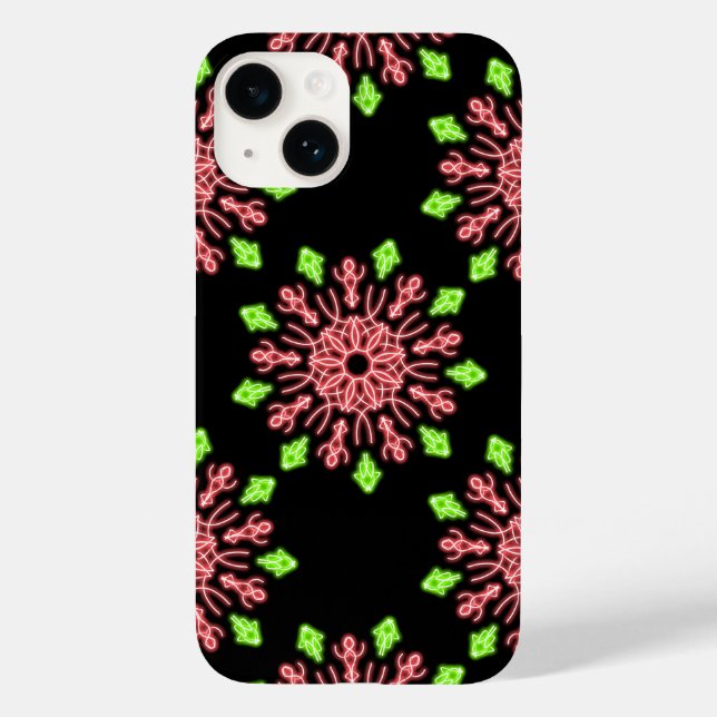 Coques Case-Mate iPhone Fleur de néon rouge et vert (Verso)