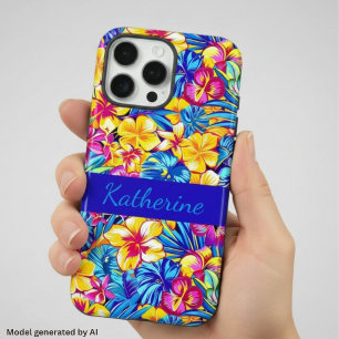 Coques iPhone 16 Pro Max Fleur de palmier tropicale hawaïenne colorée