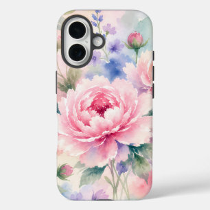 Coques iPhone 16 Fleur de pivoine à l'aquarelle
