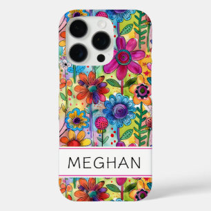 Coques iPhone 16 Pro Fleur de pouvoir rétro groove personnalisée