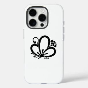 Coques iPhone 16 Pro Fleur de prune en forme de papillon ombragé