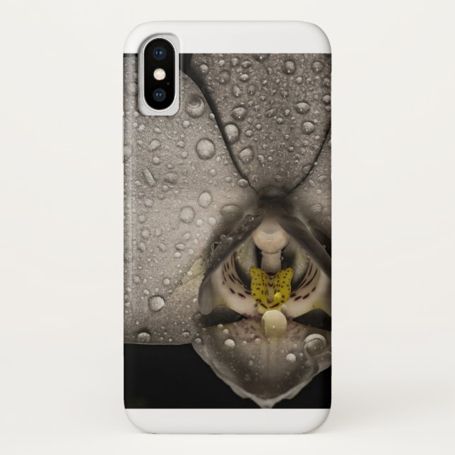 Coques Case-Mate iPhone Fleur d'orchidée gris noir élégant (Dos)