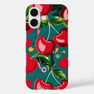 Coques iPhone 16 Fleur et cerise brillante