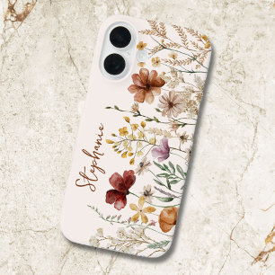 Coques iPhone 16 Fleur Florale Jolie Wildflower Aquarelle Monogramm