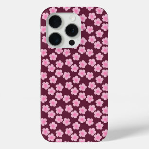 Coque iPhone 15 Pro Fleur Frangipani rose Motif sans couture