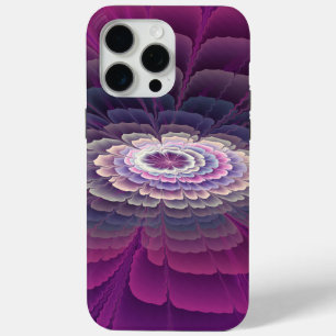 Coque iPhone 15 Pro Max Fleur frappante abstraite fractale couleur rose