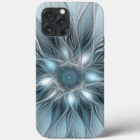 Fleur Joyeuse Abstrait gris bleu floral Fractal