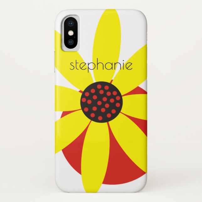 Coques Case-Mate iPhone Fleur marguerite jaune et rouge et nom fleuri (Dos)