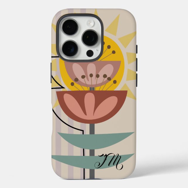 Coques Case-Mate iPhone Fleur moderne et texte personnalisé (Verso)