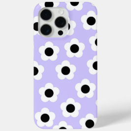 Coque iPhone 15 Pro Max Fleur noire et blanche mignonne avec Arrière - pla