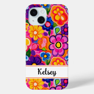 Coque Pour iPhone 15 Fleur personnalisée Rétro Cool