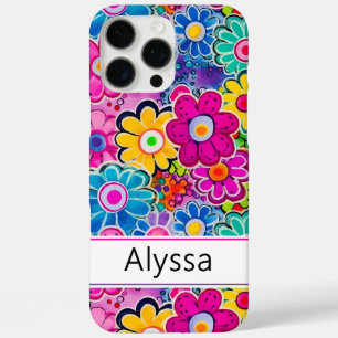 Coques iPhone 16 Pro Max Fleur personnalisée rétro groovy