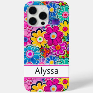 Coque iPhone 15 Pro Max Fleur personnalisée rétro groovy