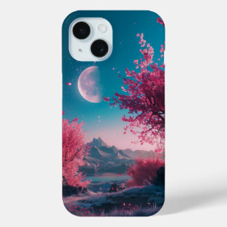 Coque Pour iPhone 15 Fleur poétique de cerise dans la nuit