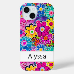 Coque Pour iPhone 15 Fleur Rétro Groovy Personnalisée