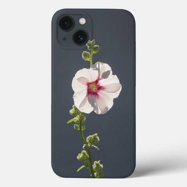Coques Case-Mate iPhone Fleur rose feuilles vert pâle sur gris foncé (Verso)