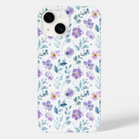 Fleur sauvage aquarelle violette verte