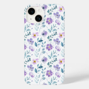 Coque Pour iPhone 14 Fleur sauvage aquarelle violette verte