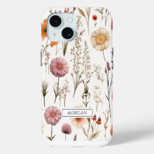 Coque Pour iPhone 15 Fleur sauvage floral Boho personnalisé